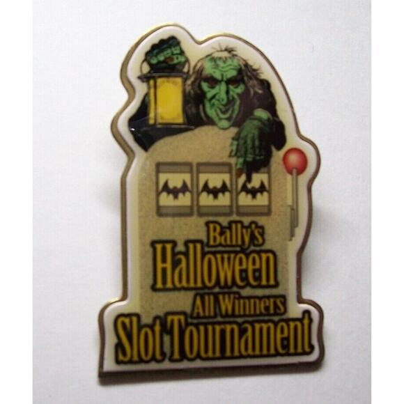 Atlantic City Halloween Badge Bally's Casino Pinback Enamel Green Face Zombie - Picture 2 of 6